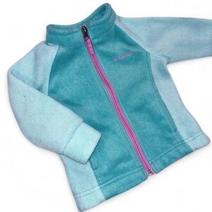 COLUMBIA Pastel Teal Green & Pink Baby Girl Full Zip Fleece